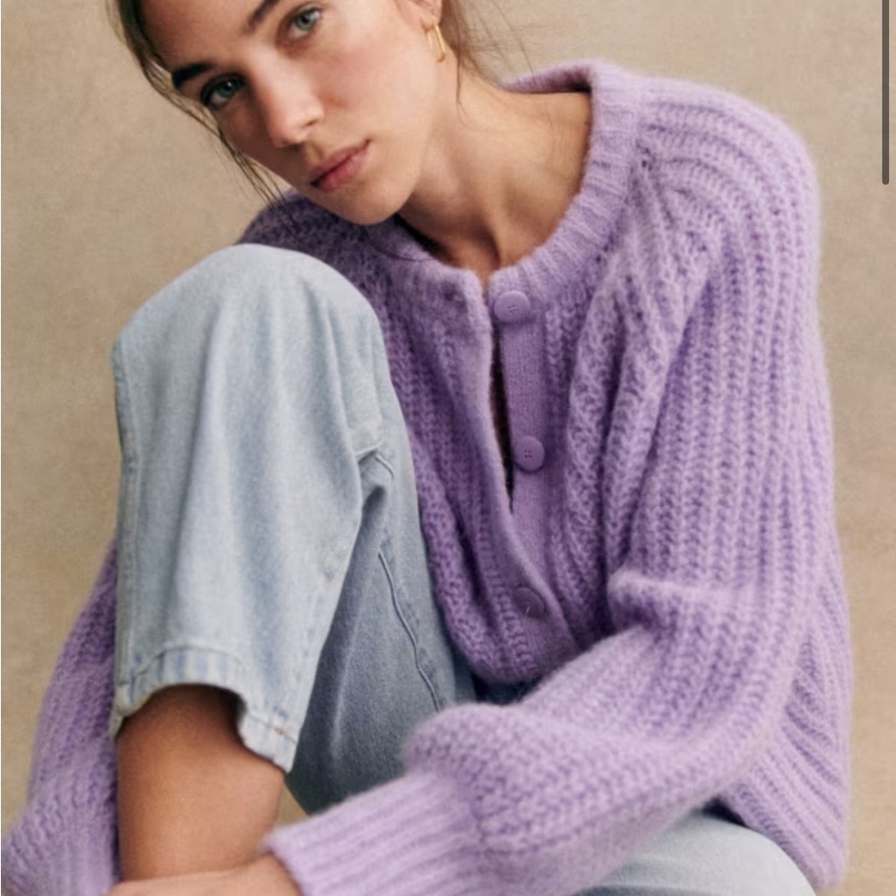 Sezane Emile Wisteria Lavender Cardigan—XL